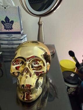 Gold Skull Piggy Bank
